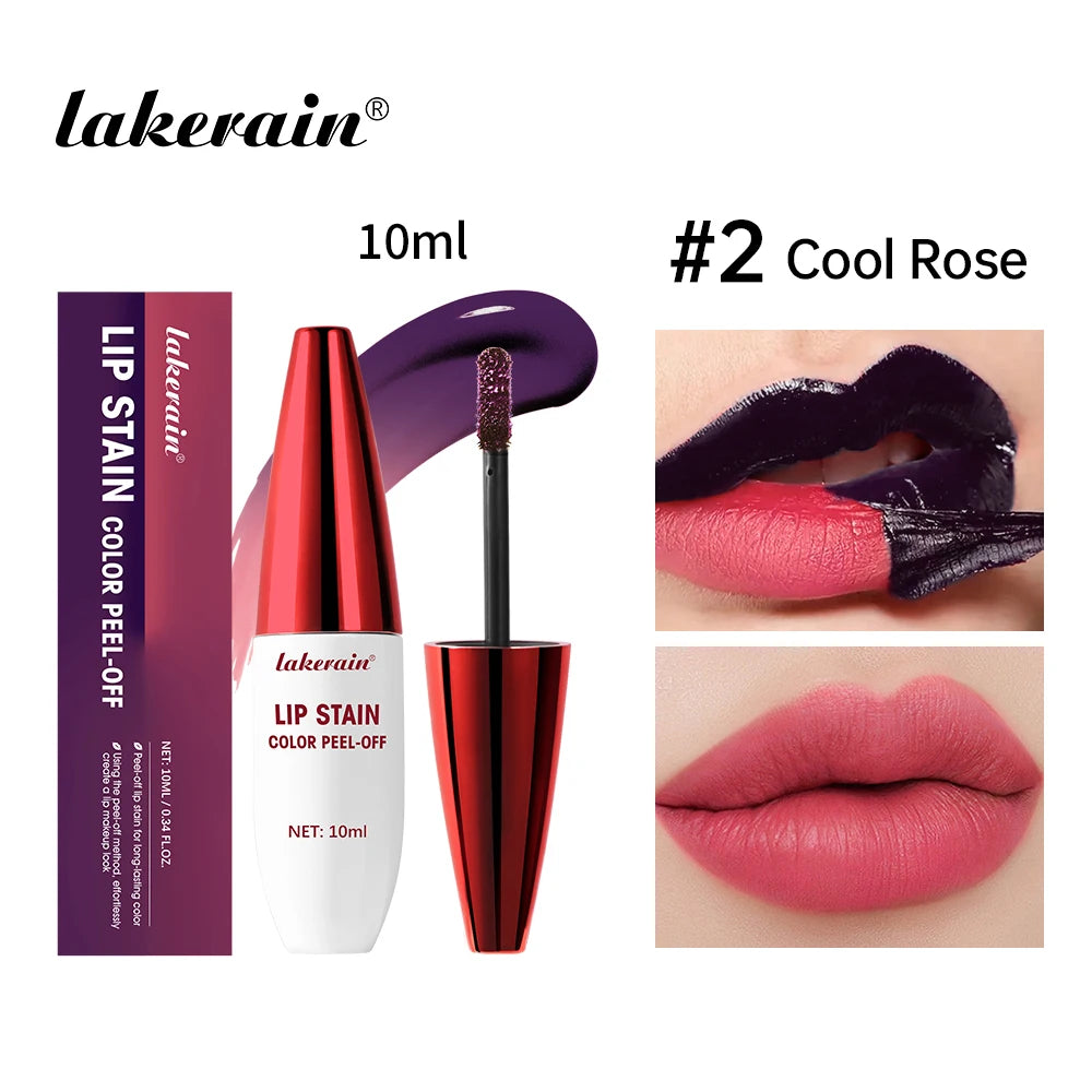 Peel Off Rose Pink Lip Gloss Matte Outline Contour Tattoo Lip Stain Waterproof Transfer Resistant Tear Off Natural Lip Tint