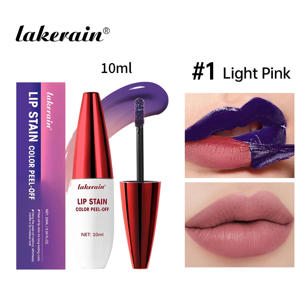 Peel Off Rose Pink Lip Gloss Matte Outline Contour Tattoo Lip Stain Waterproof Transfer Resistant Tear Off Natural Lip Tint