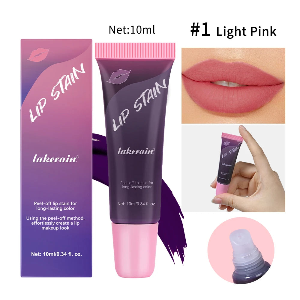 Peel Off Rose Pink Lip Gloss Matte Outline Contour Tattoo Lip Stain Waterproof Transfer Resistant Tear Off Natural Lip Tint