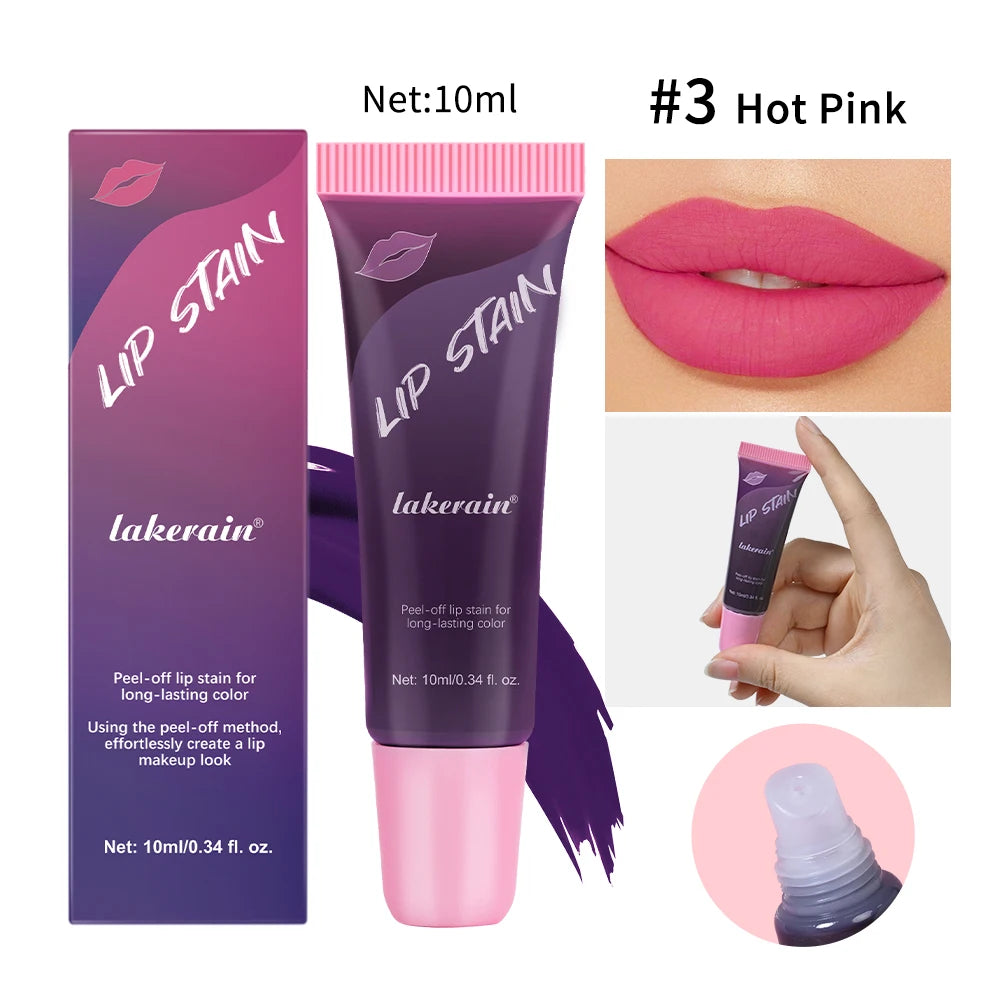 Peel Off Rose Pink Lip Gloss Matte Outline Contour Tattoo Lip Stain Waterproof Transfer Resistant Tear Off Natural Lip Tint